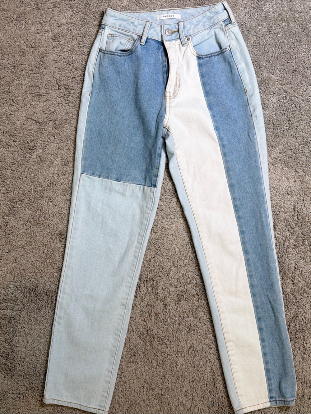 PacSun Two-Tone Light Blue and White High-Waist Jeans